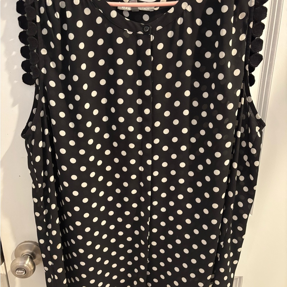 Polka Dot Sleeveless Top - Black and White
